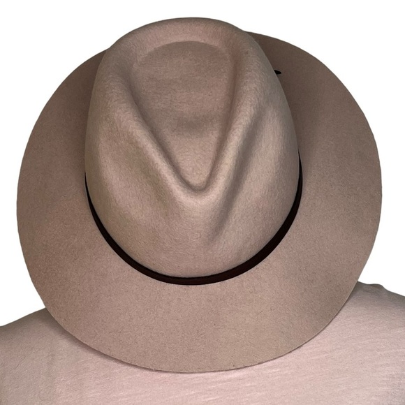 Morgan & Taylor Wool Dusty Pink Brown Trim Fedora Hat Adj OSFM Western Country - Picture 10 of 10